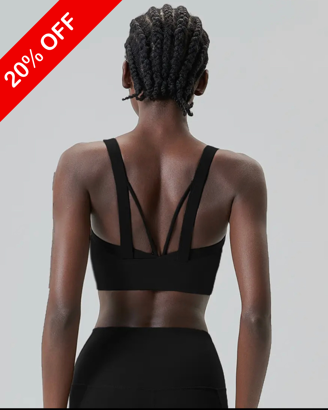 Black Older Girls & Women's Full Coverage Sports Bra with Strappy back detail